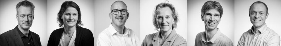 Profielfoto's Maarten Verboom, Inge de Mönnink, Arjan Denkers, Mariska Sturkenboom, Richard Schoonderwoerd, Erik Horst.